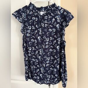 NWT- Women’s, Gap, Floral, Ruffle, Sleeveless, Dressy Shirt-Size M